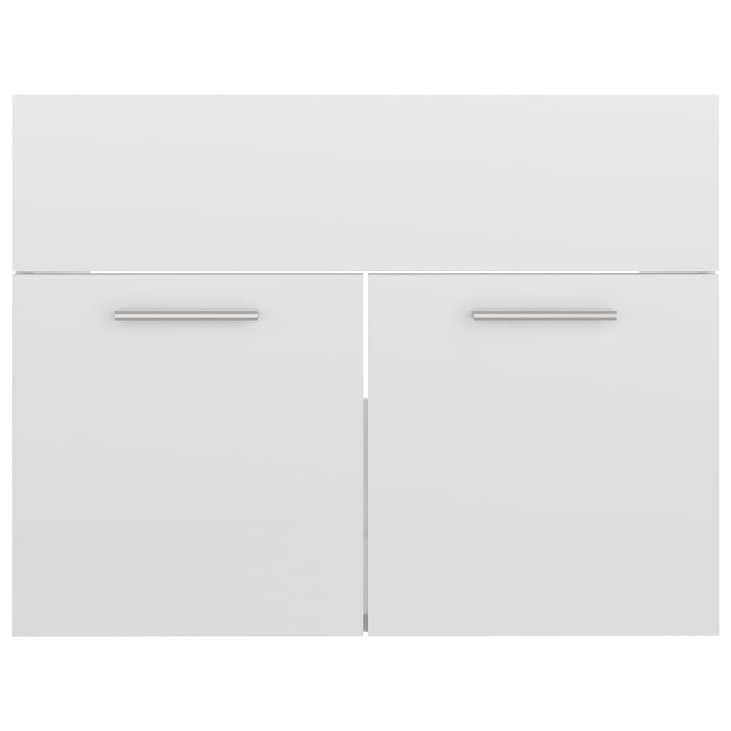 Bathroom Furniture Set High Gloss White Engineered Wood