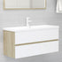 Bathroom Furniture Set White and Sonoma Oak Engineered Wood