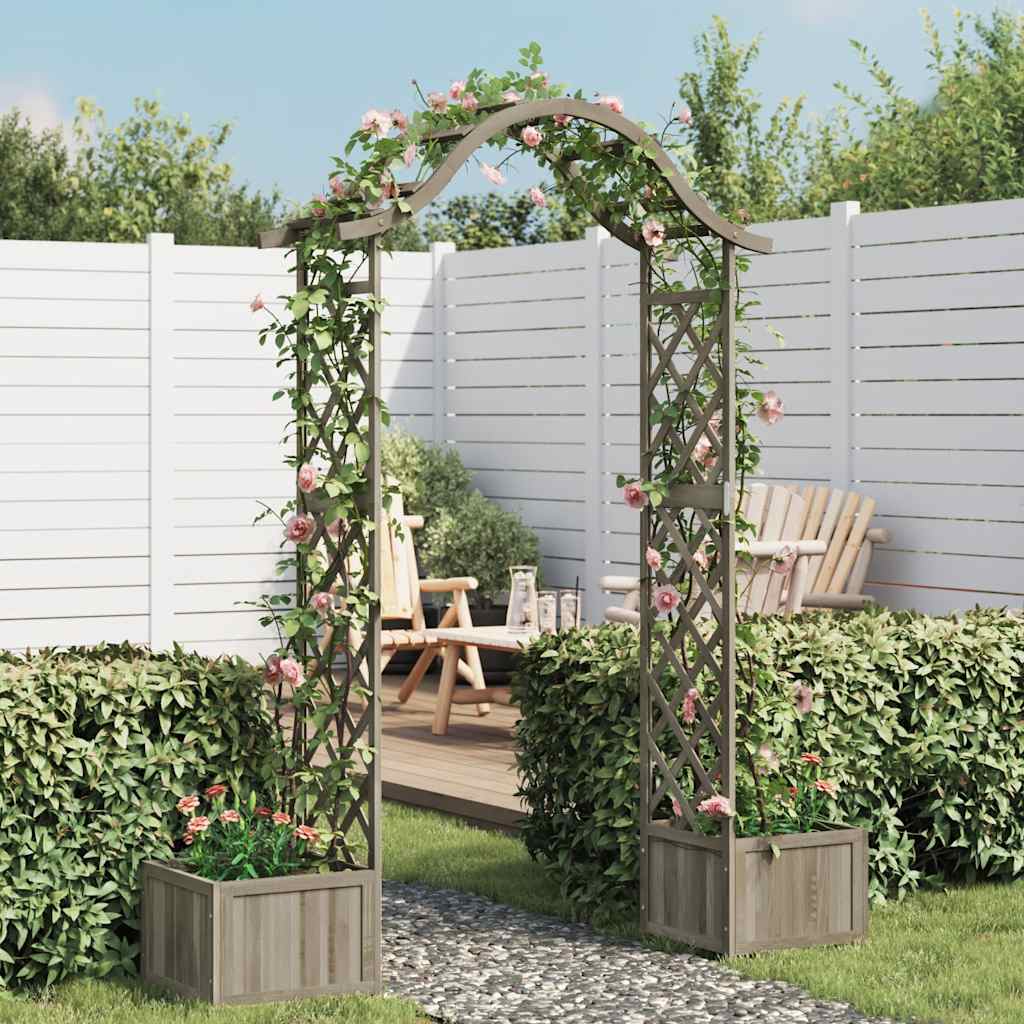 Garden Pergola with Planter Grey Solid Firwood