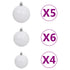 61 Piece Christmas Ball Set with Peak and 150 LEDs White&Gey