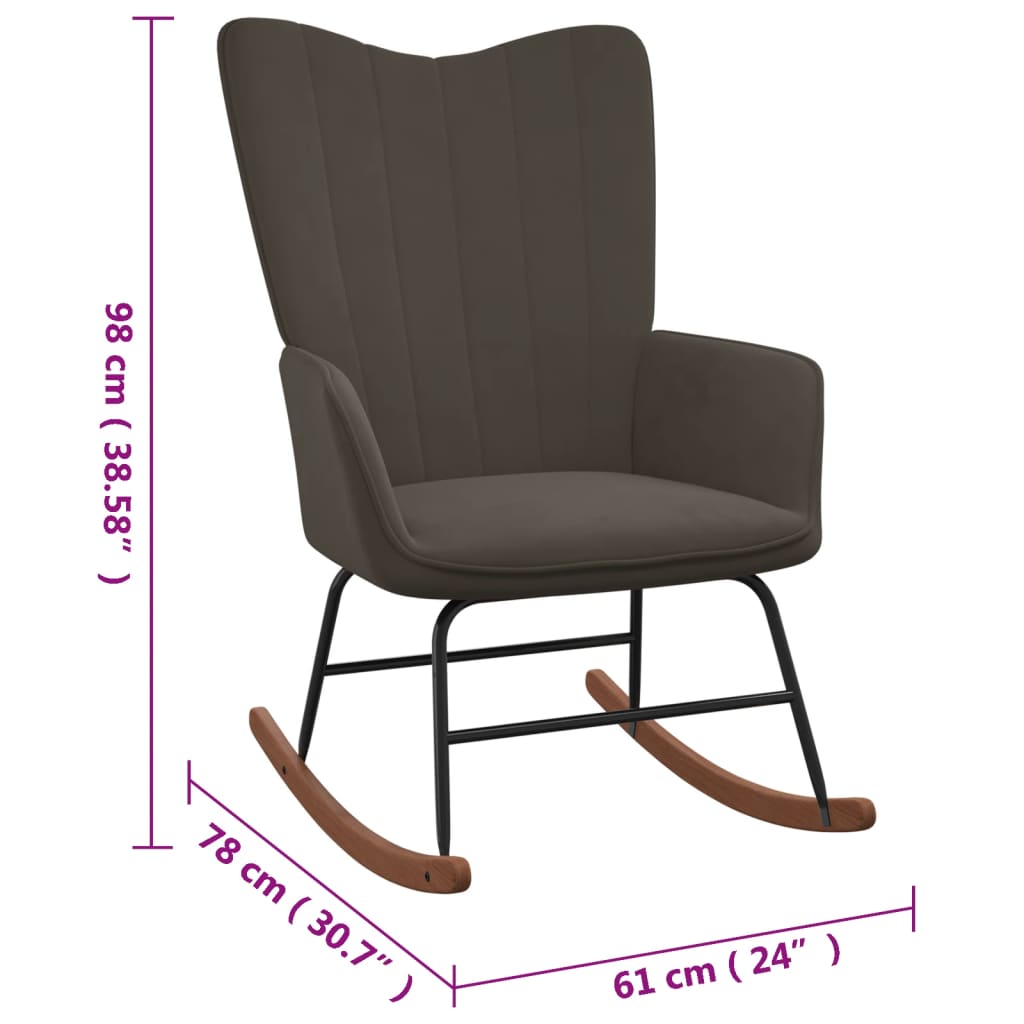 Rocking Chair Dark Grey Velvet