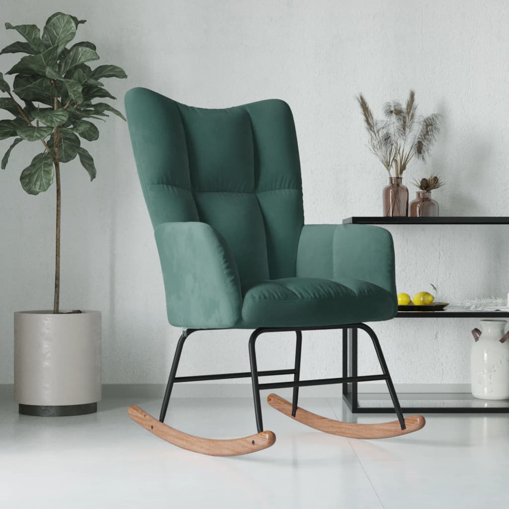 Rocking Chair Dark Green Velvet