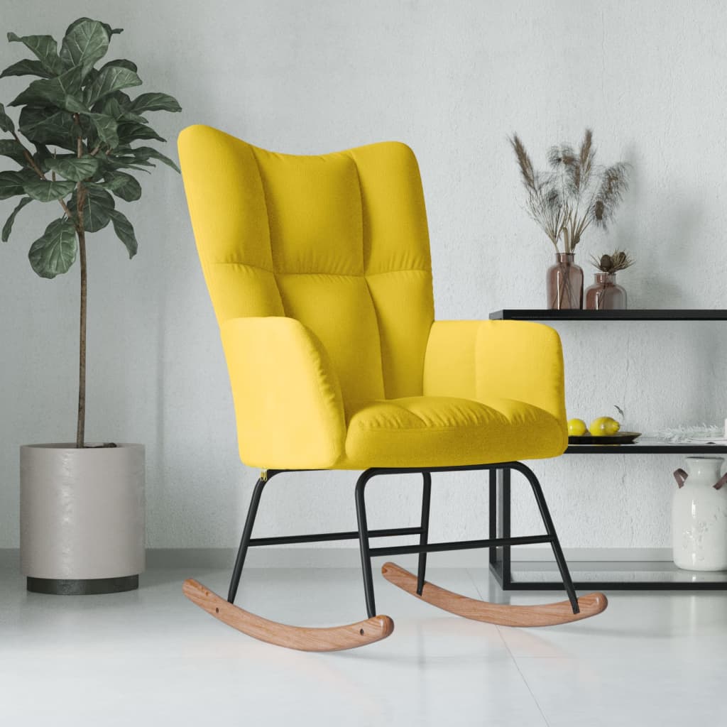 Rocking Chair Mustard Yellow Velvet