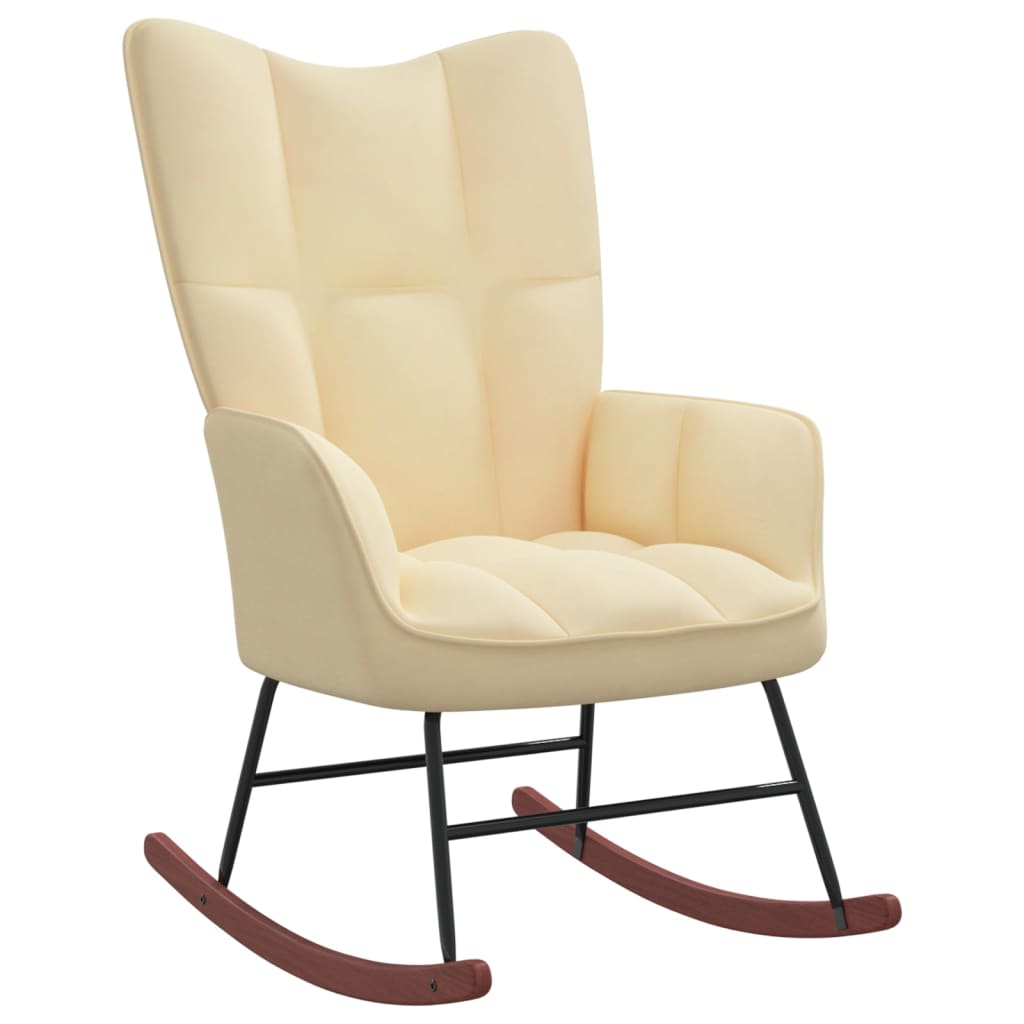 Rocking Chair Cream White Velvet