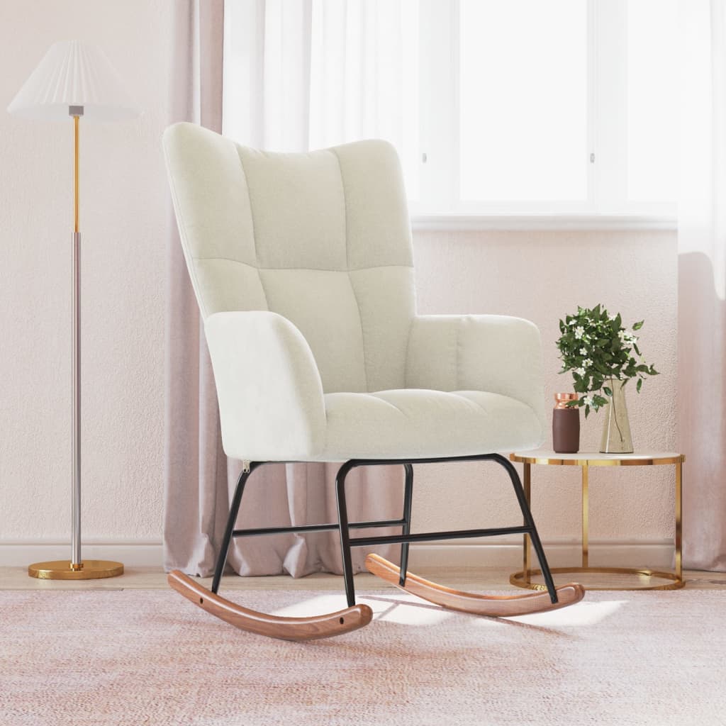 Rocking Chair Cream White Velvet