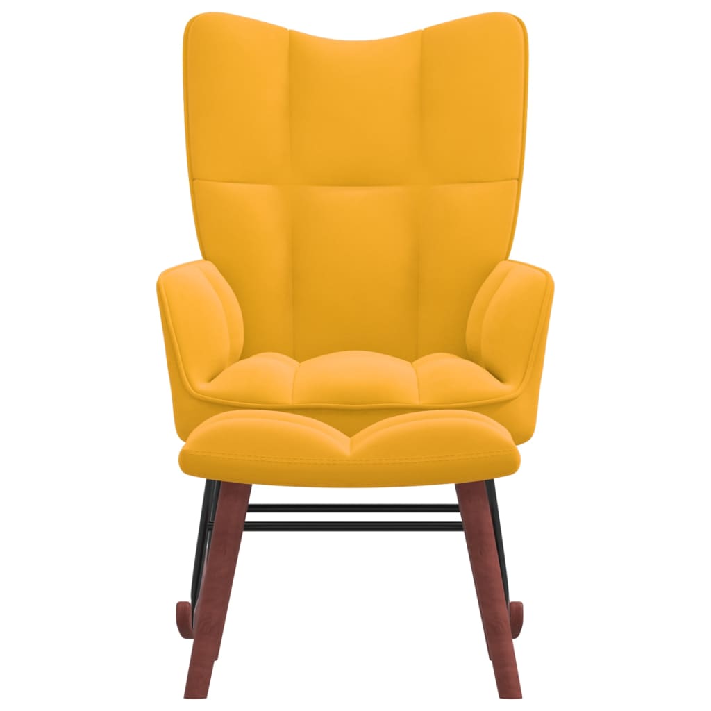 Rocking Chair with a Stool Mustard Yellow Velvet