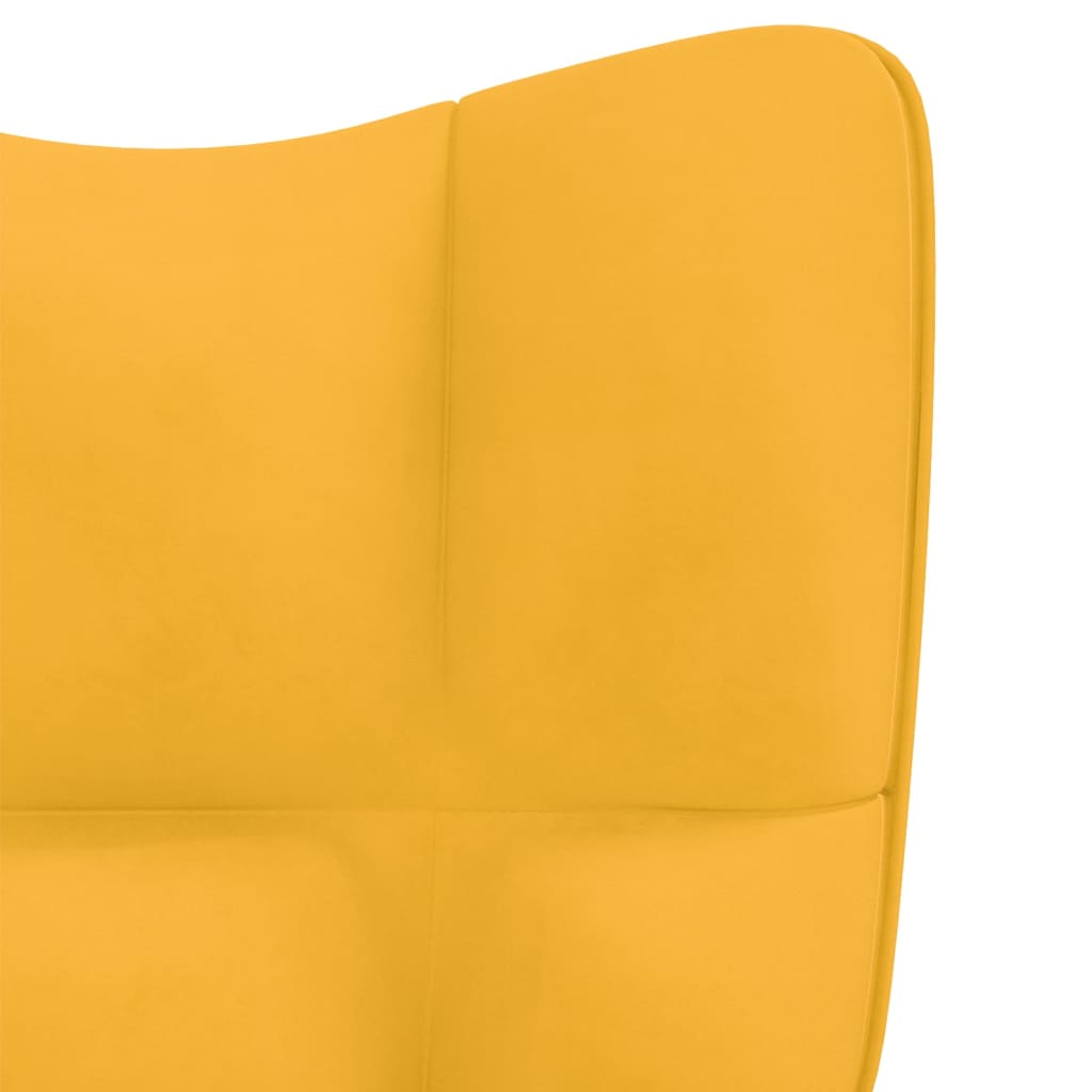 Rocking Chair with a Stool Mustard Yellow Velvet