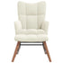 Rocking Chair with a Stool Cream White Velvet