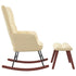 Rocking Chair with a Stool Cream White Velvet