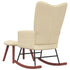 Rocking Chair with a Stool Cream White Velvet