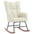 Rocking Chair with a Stool Cream White Velvet