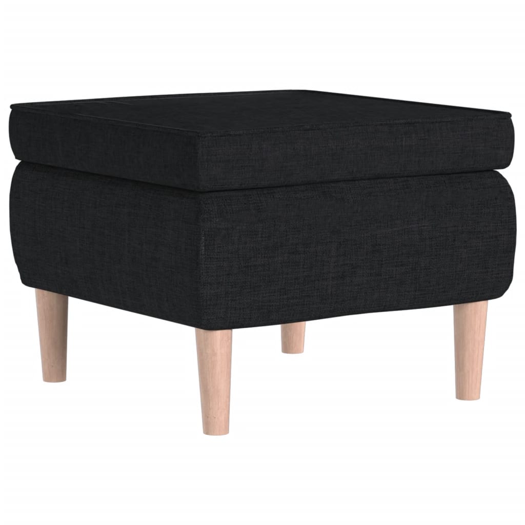Stool with Wooden Legs Black Fabric