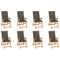 Reclining Garden Chairs with Cushions 8 pcs Solid Teak Wood