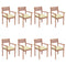 Stackable Garden Chairs with Cushions 8 pcs Solid Teak Wood