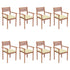 Stackable Garden Chairs with Cushions 8 pcs Solid Teak Wood