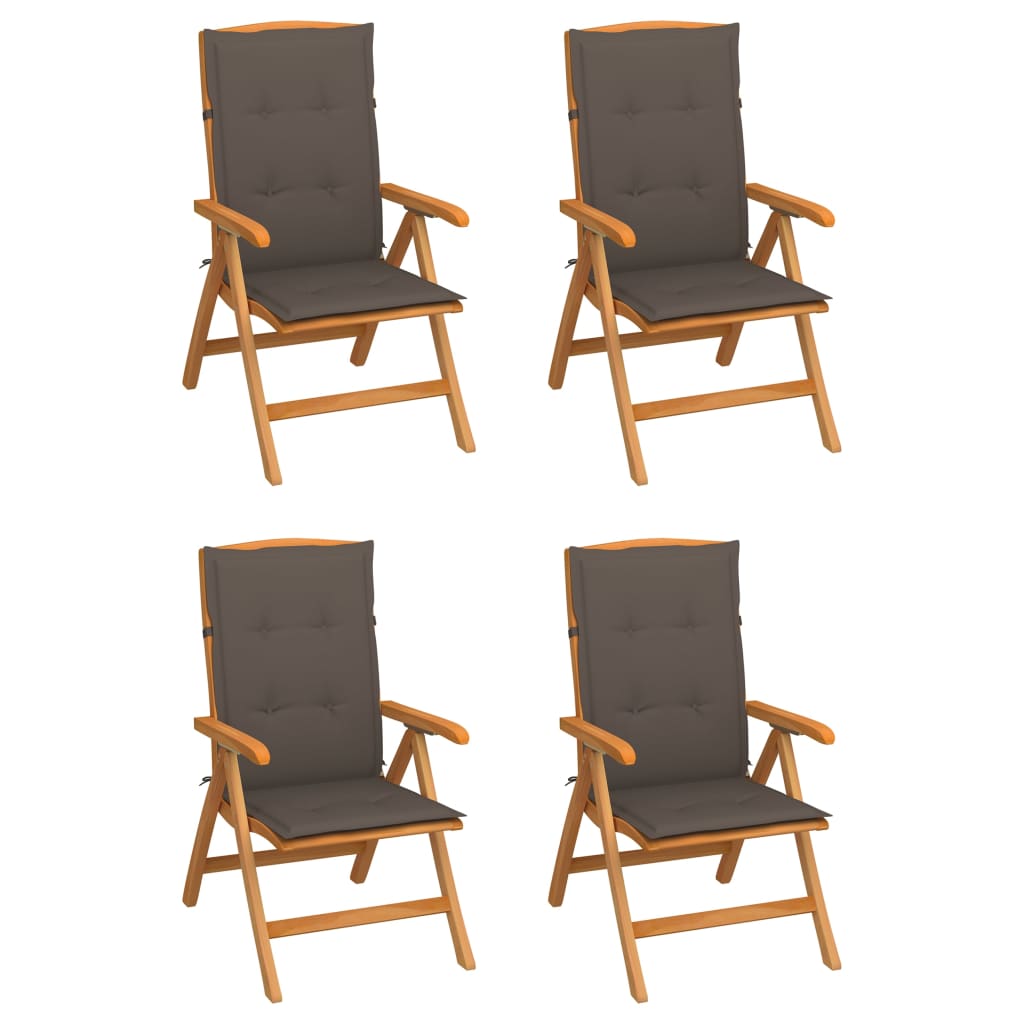 Reclining Garden Chairs with Cushions 4 pcs Solid Teak Wood
