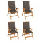 Reclining Garden Chairs with Cushions 4 pcs Solid Teak Wood