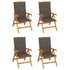 Reclining Garden Chairs with Cushions 4 pcs Solid Teak Wood