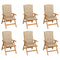 Reclining Garden Chairs with Cushions 6 pcs Solid Teak Wood