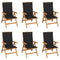 Reclining Garden Chairs with Cushions 6 pcs Solid Teak Wood