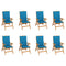 Reclining Garden Chairs with Cushions 8 pcs Solid Teak Wood