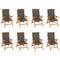 Reclining Garden Chairs with Cushions 8 pcs Solid Teak Wood