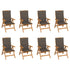 Reclining Garden Chairs with Cushions 8 pcs Solid Teak Wood