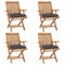 Folding Garden Chairs with Cushions 4 pcs Solid Teak Wood