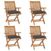 Folding Garden Chairs with Cushions 4 pcs Solid Teak Wood