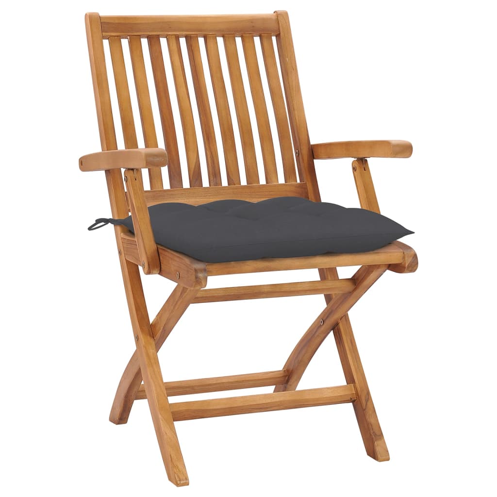 Folding Garden Chairs with Cushions 4 pcs Solid Teak Wood