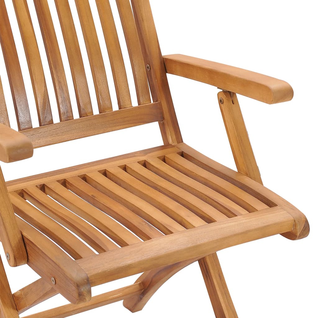 Folding Garden Chairs with Cushions 4 pcs Solid Teak Wood