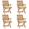 Folding Garden Chairs with Cushions 4 pcs Solid Teak Wood