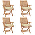 Folding Garden Chairs with Cushions 4 pcs Solid Teak Wood