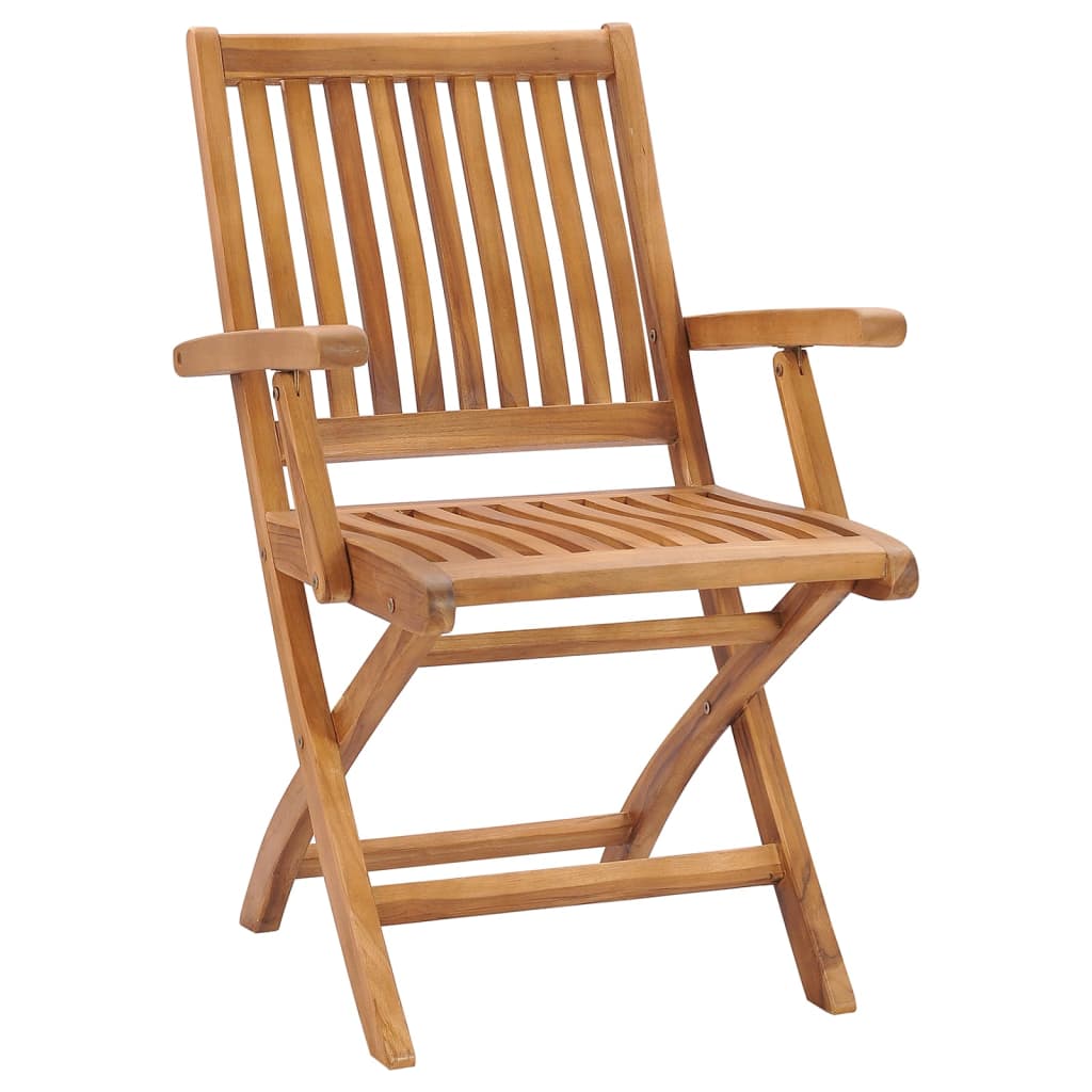 Folding Garden Chairs with Cushions 4 pcs Solid Teak Wood