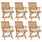 Folding Garden Chairs with Cushions 6 pcs Solid Teak Wood