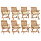 Folding Garden Chairs with Cushions 8 pcs Solid Teak Wood