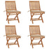 Folding Garden Chairs with Cushions 4 pcs Solid Teak Wood