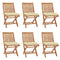 Folding Garden Chairs with Cushions 6 pcs Solid Teak Wood