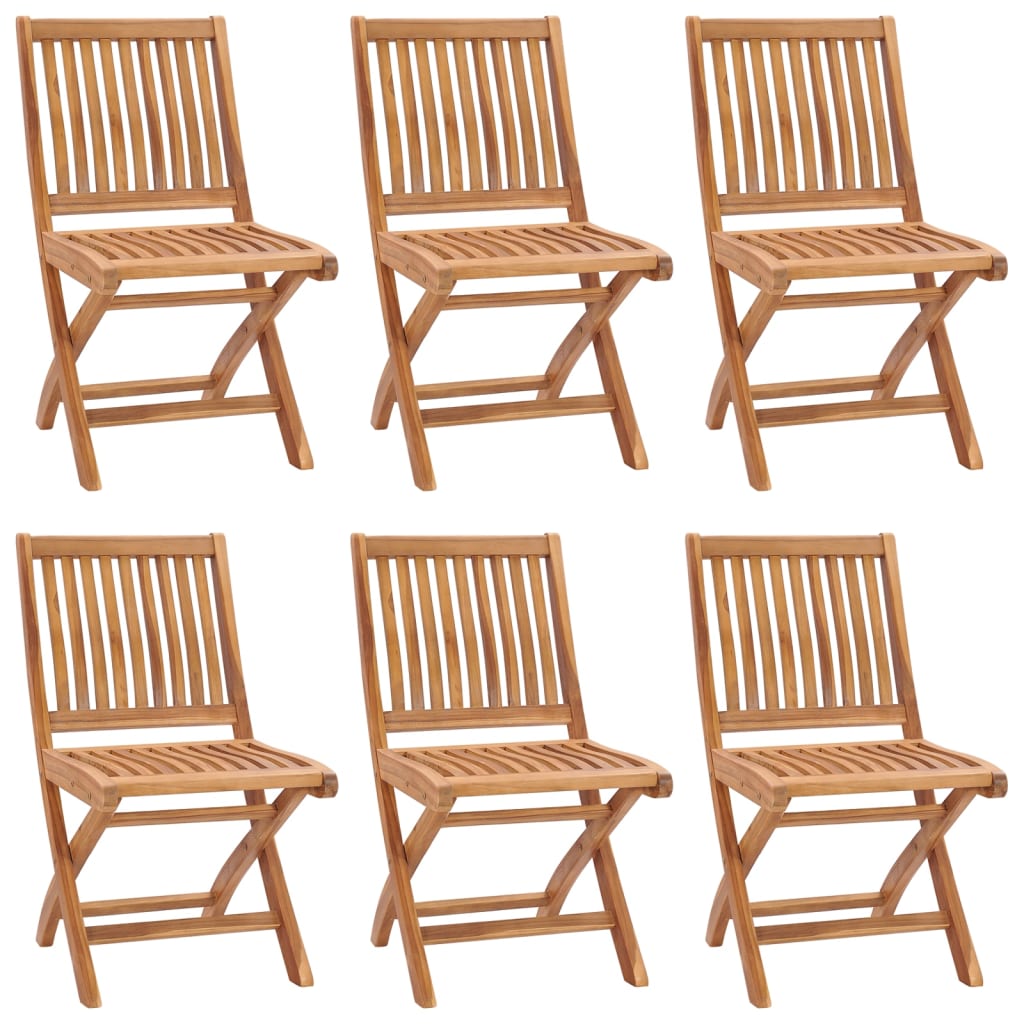 Folding Garden Chairs with Cushions 6 pcs Solid Teak Wood