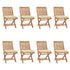 Folding Garden Chairs with Cushions 8 pcs Solid Teak Wood