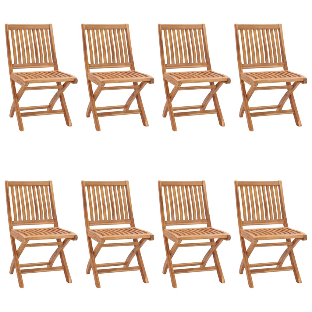 Folding Garden Chairs with Cushions 8 pcs Solid Teak Wood