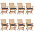 Garden Chairs with Anthracite Cushions 8 pcs Solid Teak Wood