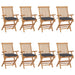 Garden Chairs with Anthracite Cushions 8 pcs Solid Teak Wood