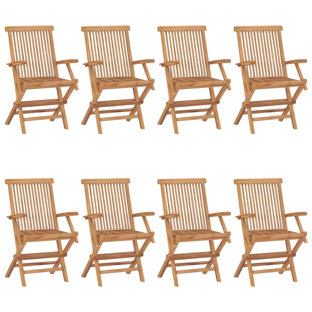 Garden Chairs with Anthracite Cushions 8 pcs Solid Teak Wood