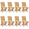 Garden Chairs with Cream White Cushions 8 pcs Solid Teak Wood