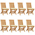 Garden Chairs with Cream White Cushions 8 pcs Solid Teak Wood