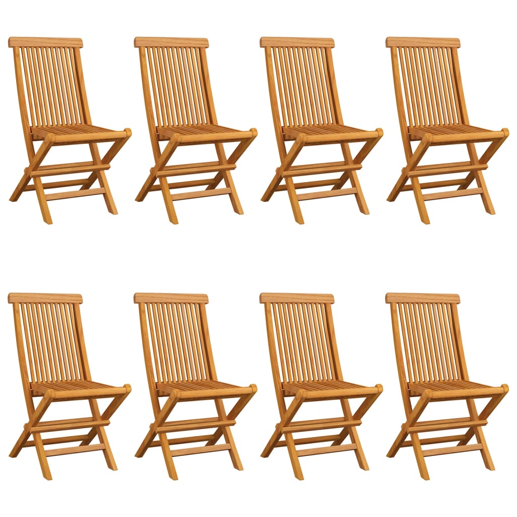 Garden Chairs with Cream White Cushions 8 pcs Solid Teak Wood