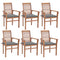 Dining Chairs 6 pcs with Grey Cushions Solid Teak Wood