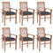 Dining Chairs 6 pcs with Anthracite Cushions Solid Teak Wood