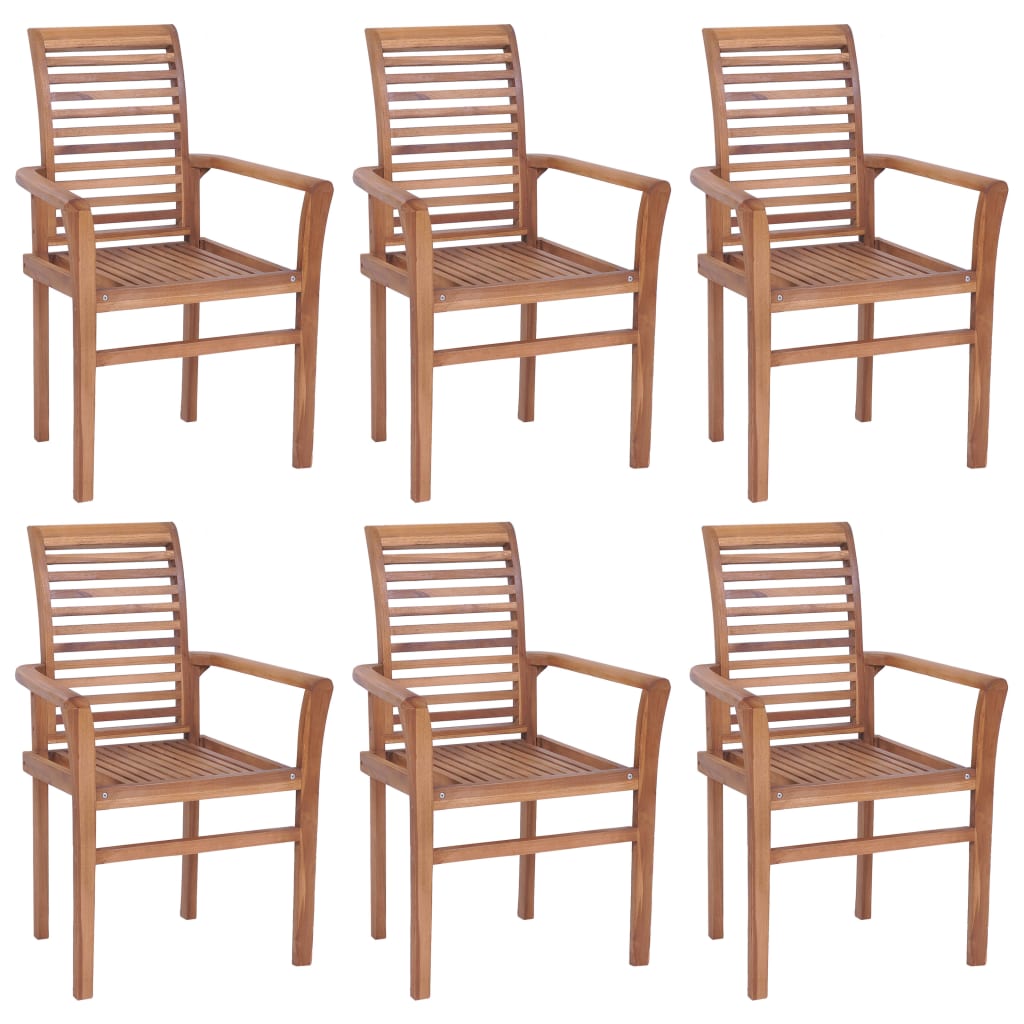 Dining Chairs 6 pcs with Anthracite Cushions Solid Teak Wood